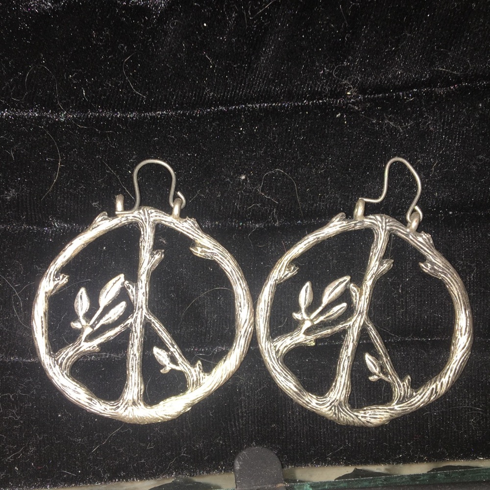 Lucky brand sliver peace sign earrings